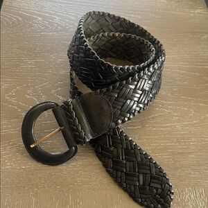 Ginnie Johansen VINTAGE Y2K Black Woven Braided Wide Belt Boho Women’s Size XL